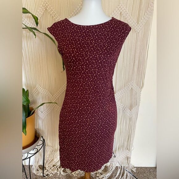 LOFT Ann Taylor Petites Women’s Red Flexible Dandelion Print Dress Size SP - Picture 8 of 9